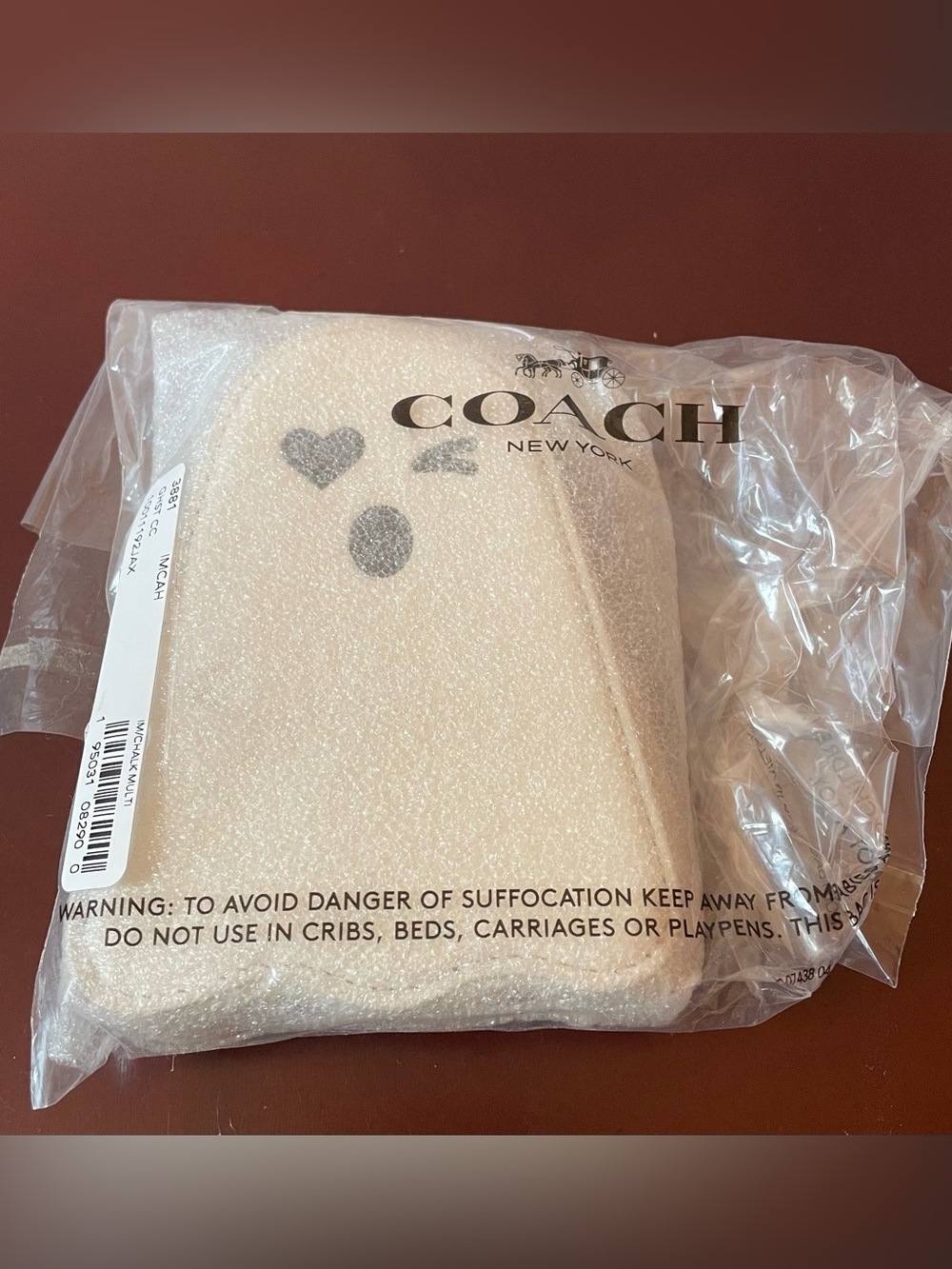 NWT COACH LEATHER GHOST COIN CARD CASE Wallet Pouch Halloween Zipper Designer